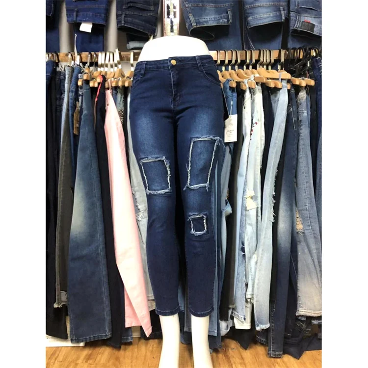 high waist used jeans women slim fit lift stretch spandex fashion new model factory surplus stock liquidation