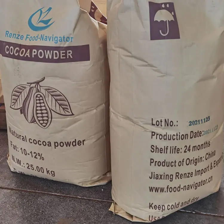 Wholesale alkalized cocoa powder fat 10-12% dark brown alkalized cocoa powder