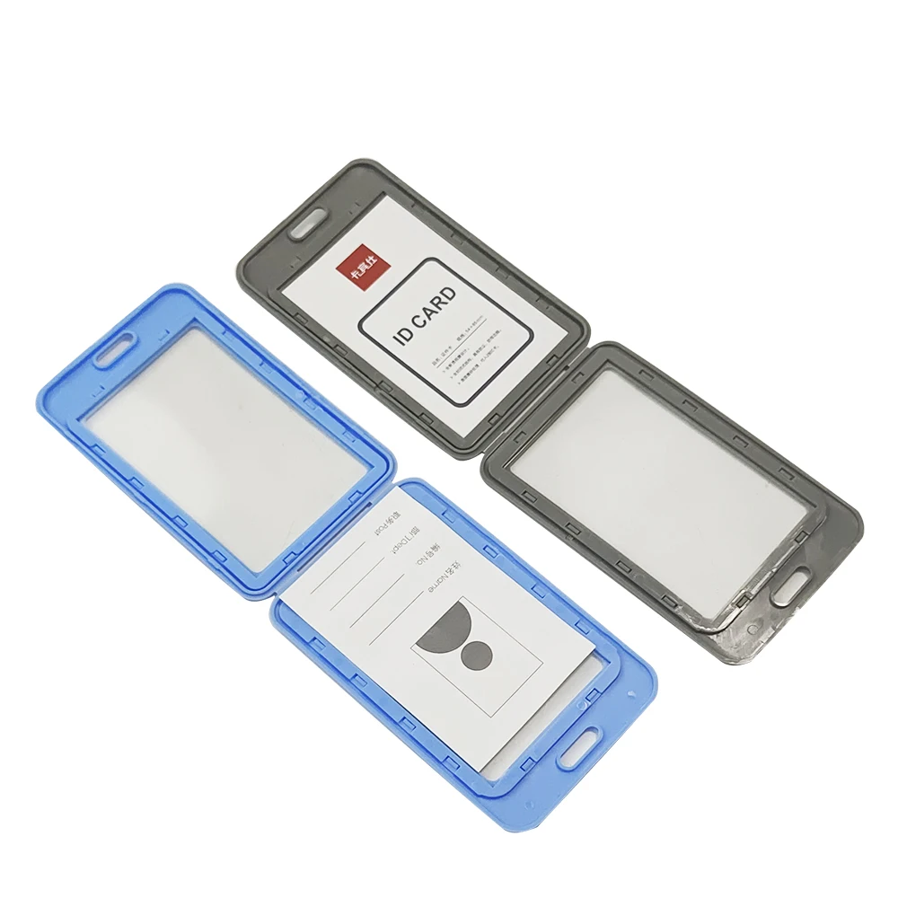 Free Design Polyester Hard Id Card Holder Custom Logo Printed Work Student Plastic Card Holder For Lanyard