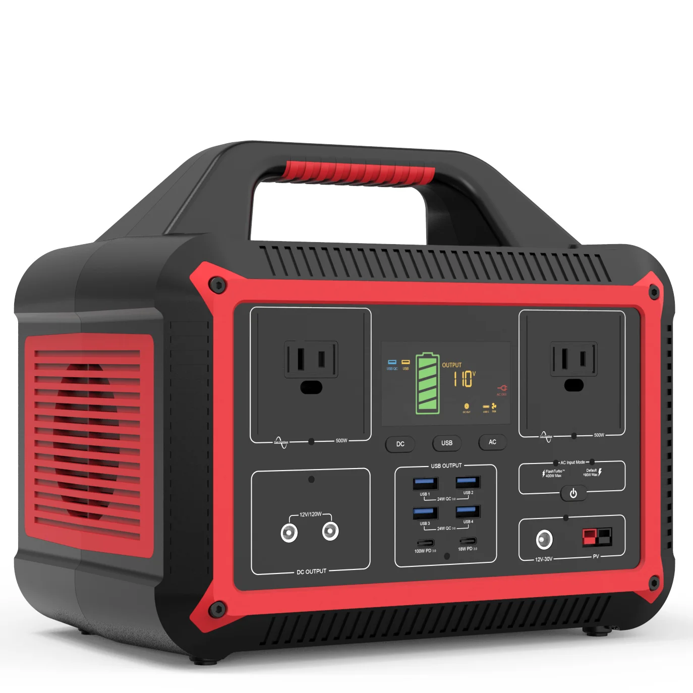 500w портативный солнечный генератор 100V аварийного электростанция солнечной энергии Power Bank PD100W портативный литиевый аккумулятор солнечной энергии