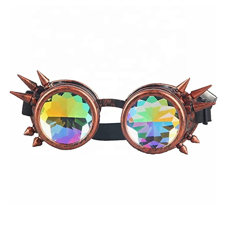 Wholesale Brass Steampunk Punk Gothic Sunglasses Cosplay Vintage Rivet Steampunk Goggle Kaleidoscope Glasses Retro Sunglasses
