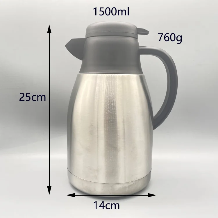 High Quality Insulated Pot 18/8 BPA Free Eco Friendly 1.5 L  Refill Button Vacuum Flask Coffee Pot For Hotel