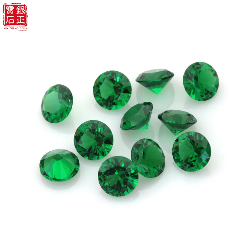 wholesale loose gemstone sizes 1.0mm~1.5mm color green nano gems shape round synthetic gemstone for jewellery
