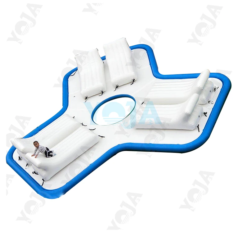 PVC Inflatable Sofa Lake & River Seated Dock Water Lounge Raft Inflatable Floating Island for 6 Person