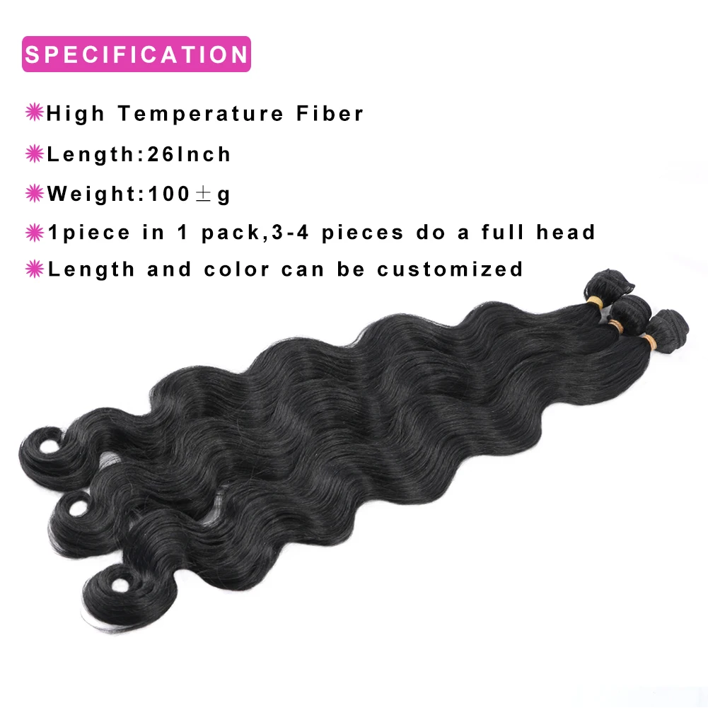 26 Inch Long Synthetic Body Wave Hair Bundles Ombre Blonde Hair Weaving Loose Deep Hair Extension