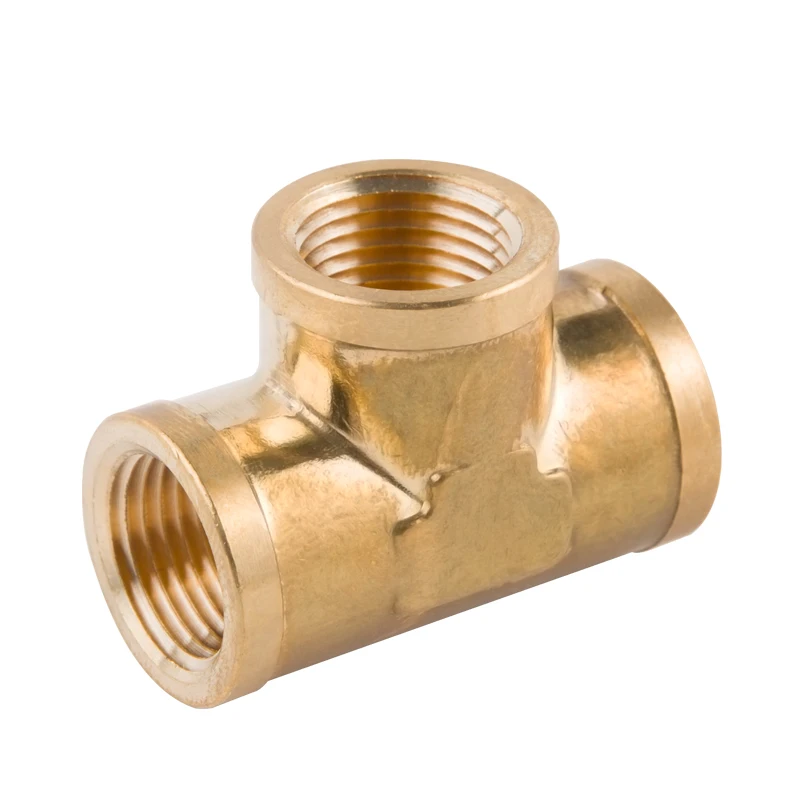 Brass Pipe Fitting, Tee NPT Female 3 Way T-Connector for Gas, Air, Oil, Propane
