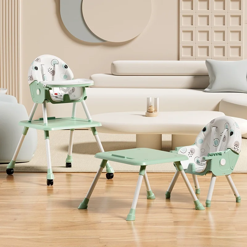 OEM Foldable Multifunction height adjustable Collapsible Baby feeding chairs Toddler dining high chair with table