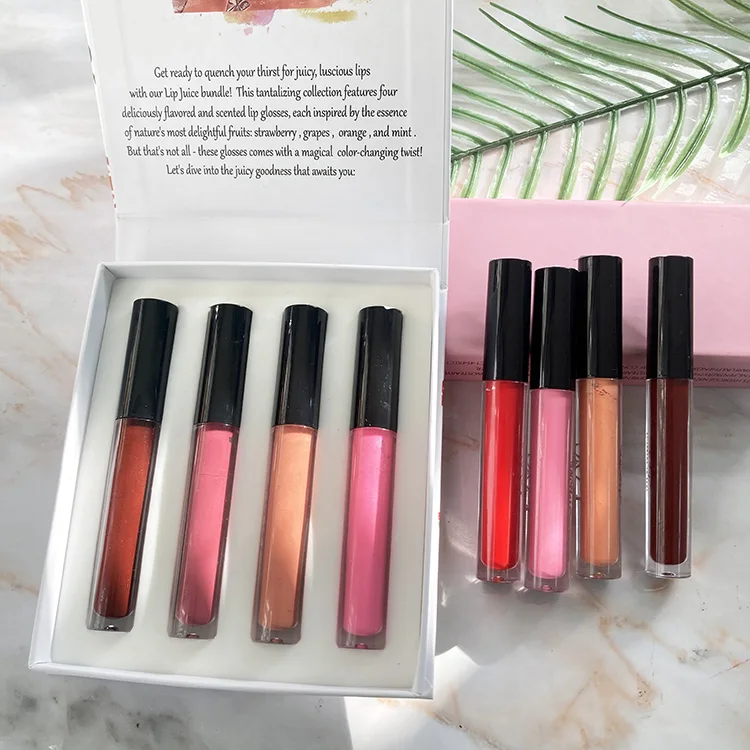 lipstick private label custom packaging 4 liogloss bundle kit lip gloss wholesale bulk 4 pcs set