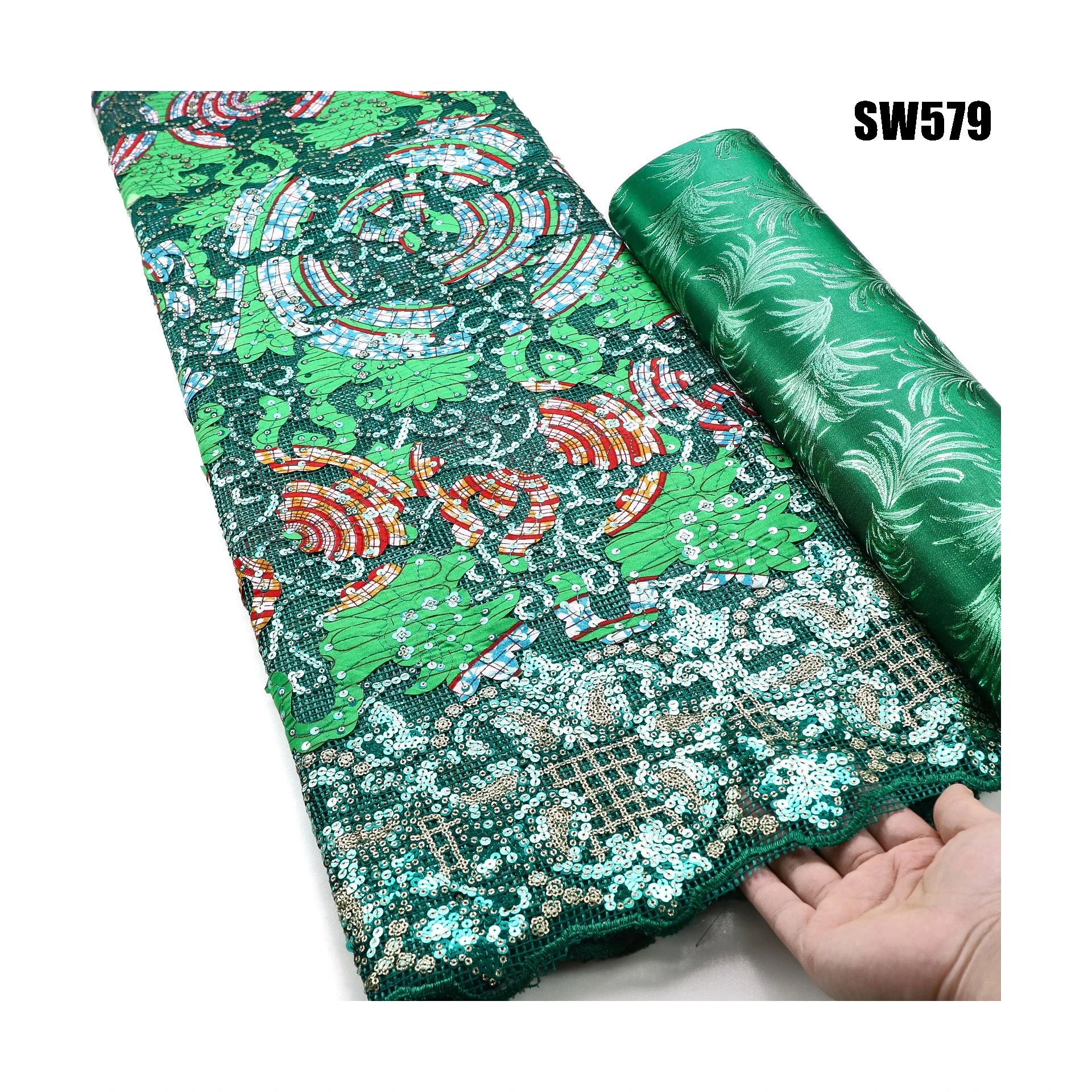 Lace Fabric for Official 2023 New Design Luxury Sequins Lace for Party Dress or Officiel