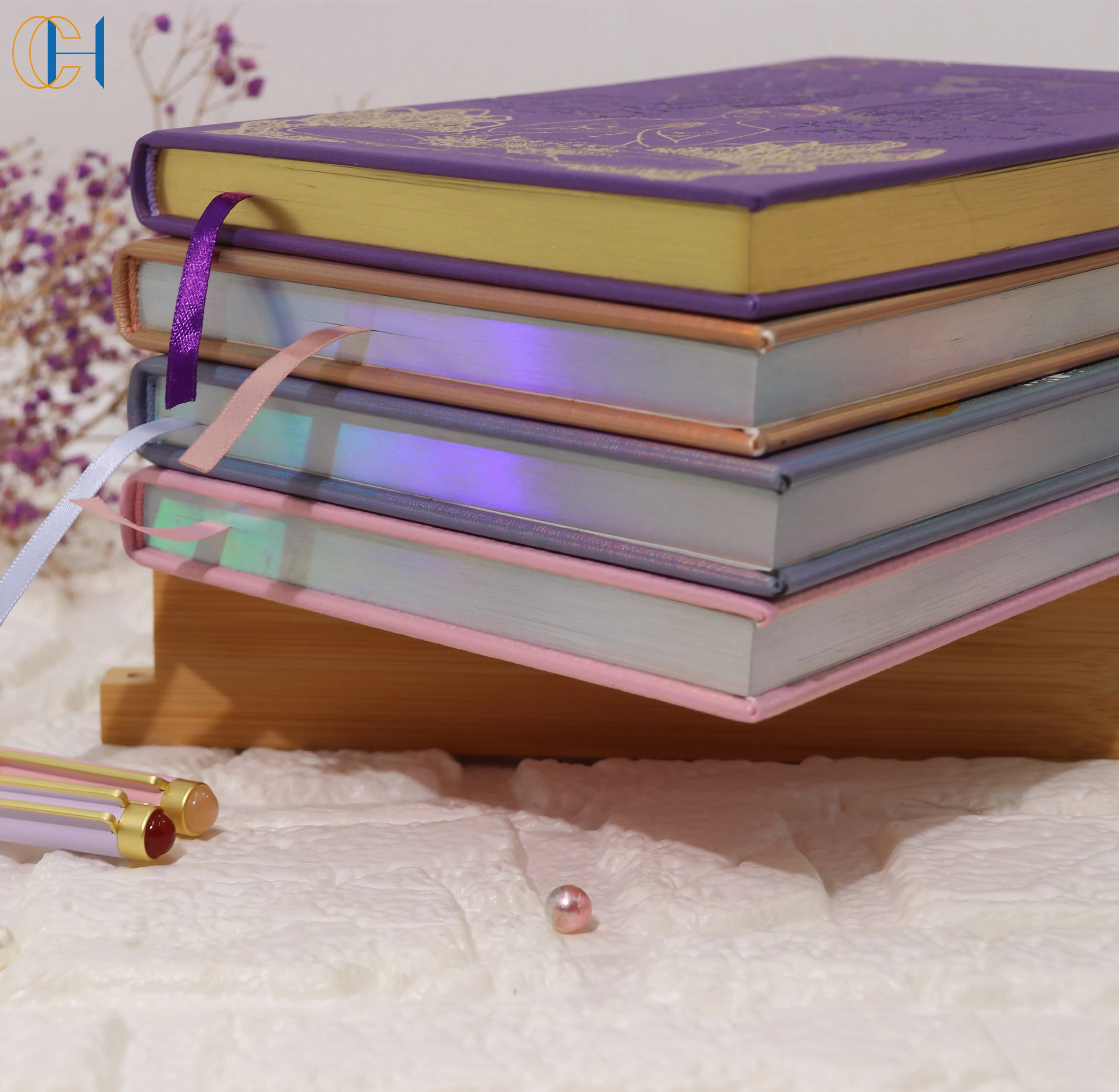 C&H Customized Stationary Gift Set Elegant Pen and Leather Cover Custom Print Crystal Magnetic A5 Journal