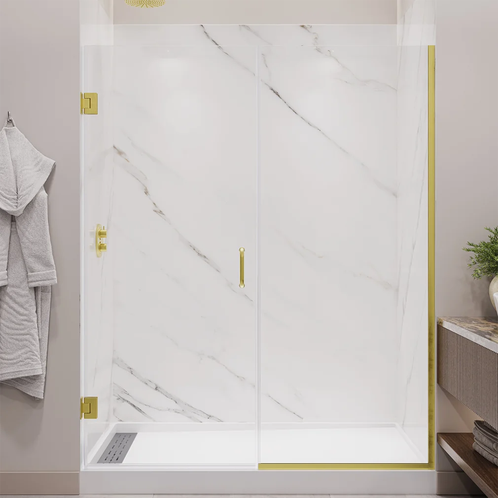 New Products Glass Door Shower Pivot Hinged Frameless Tempered Glass Shower Door