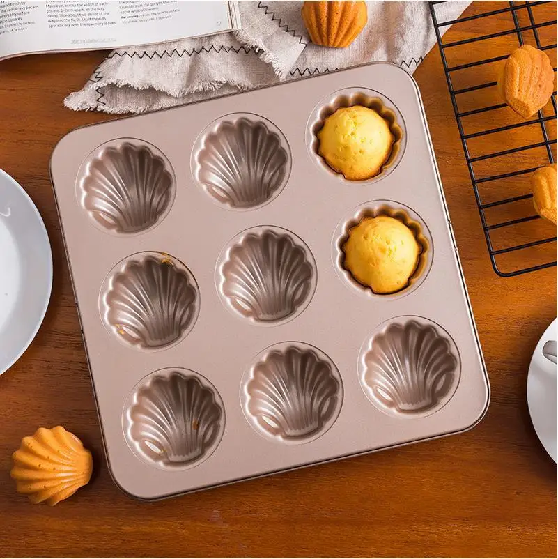 
Cake Mold 9-Cup Non-stick Madeleine Pan Baking Shell Carbon Steel Baking Pan 