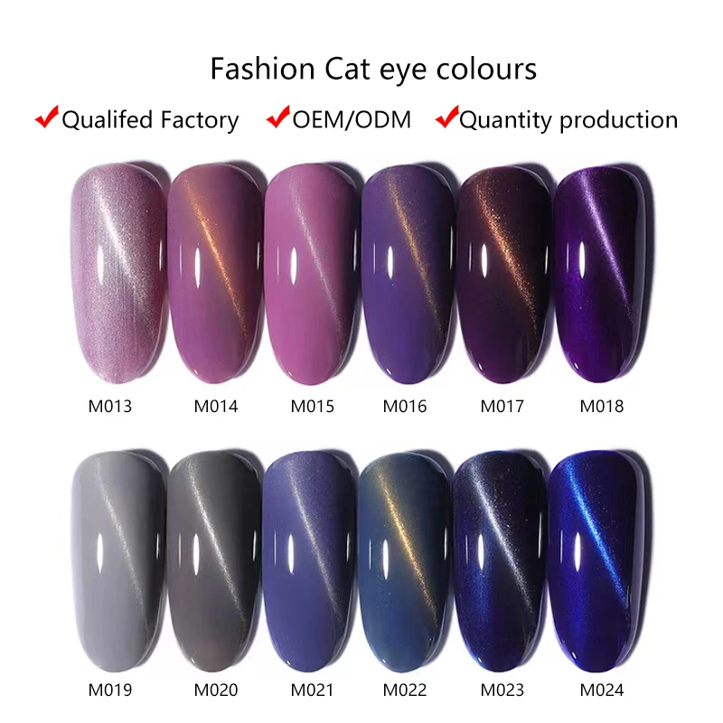 Holiday supplier Carnival Cat Eye series 12 color uv gel polish Magnet Diamond cat eye gel nail art Magnetic Nail Private label