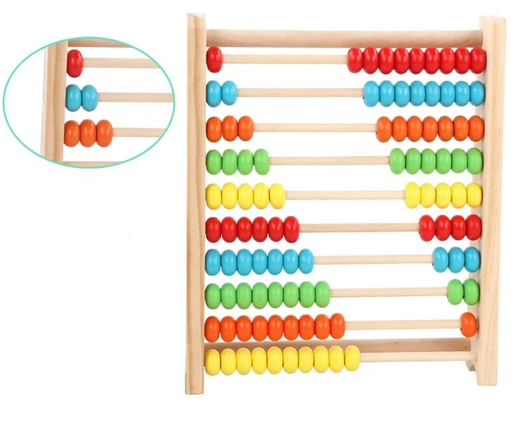 Early Educational Teaching Toys Children 10 Row Colorful Wooden Beads Abacus Soroban