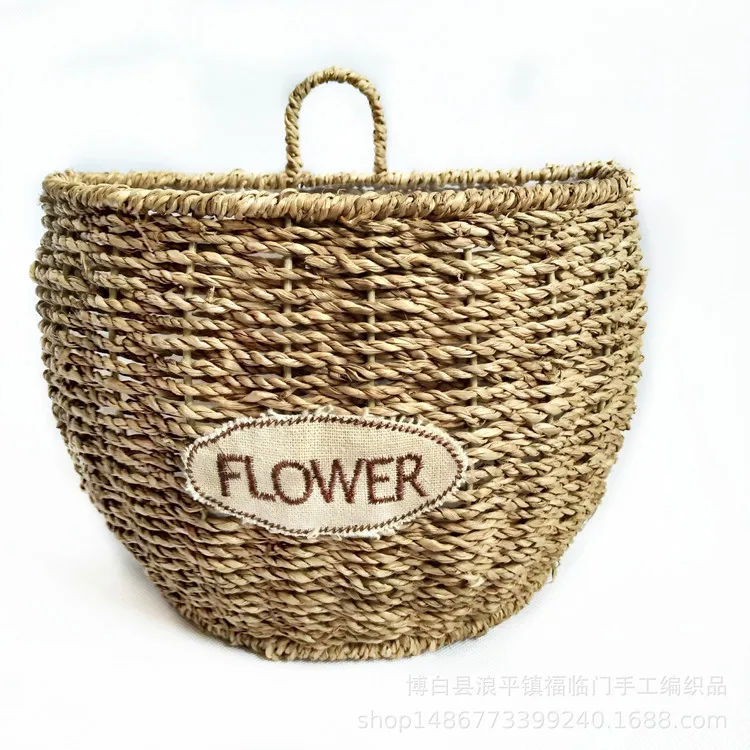 Handmade Woven Room Decorative Flower Plants Woven Hanging Baskets Decor Wall Basket Seagrass