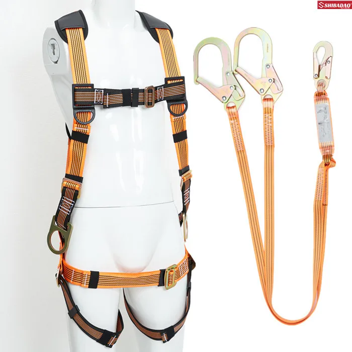Double Scaffolding Hook Shock Absorber Harness Fall Protection X Pad with Removeable Waist Belt 3 Point Safety Harness