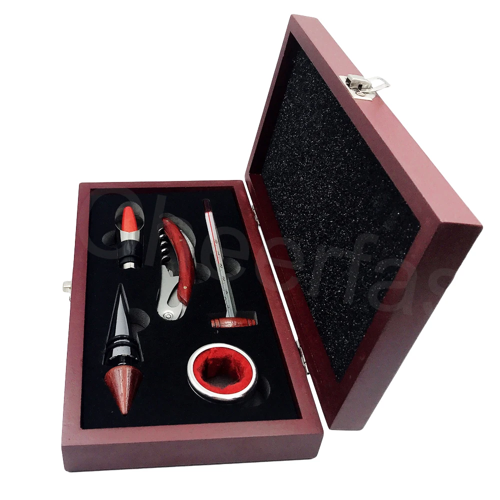 Wonderful 5 Pieces tools in wooden box Case and   men wine gift set and wine gift box set