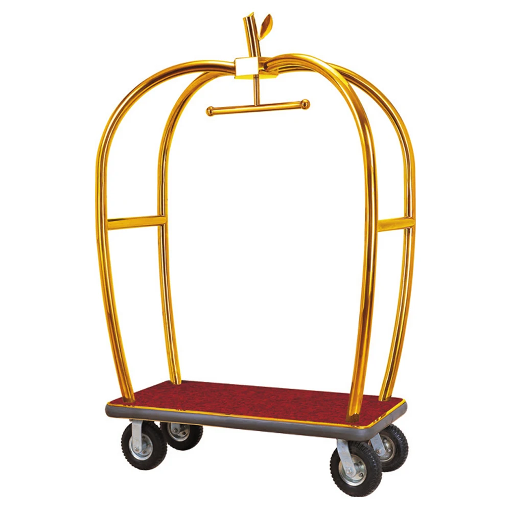 Hotel luxury  Bellman luggage trolley cart lobby stainless steel service trolley