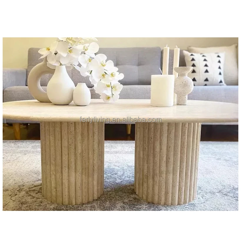American Style Modern Furniture Fashionable Design Marble Legs Center Table Marble Living Room Furniture Coffee Table