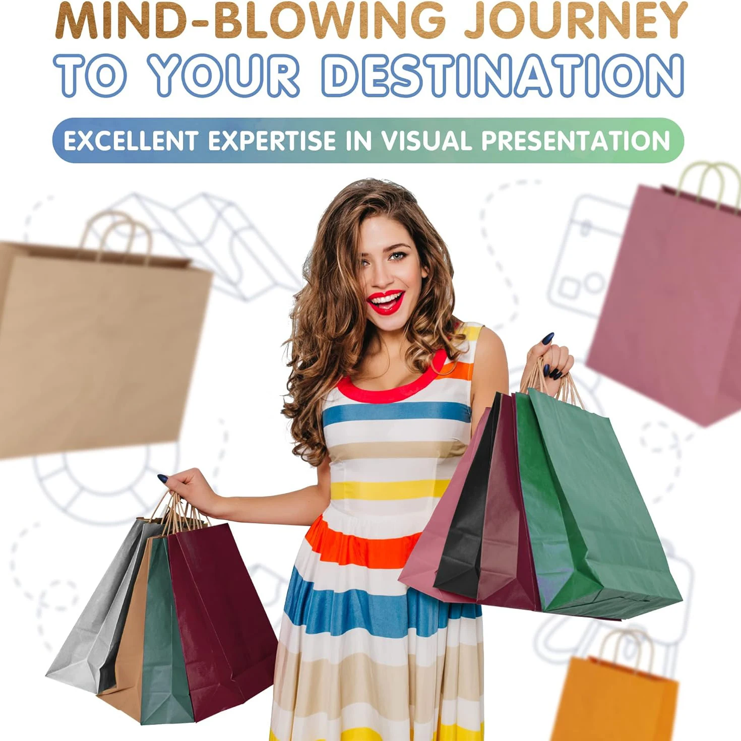 Pink customized size logo Cheap Printed clothing Grocery store shopping High Quality Kraft paper bag Commodity bag