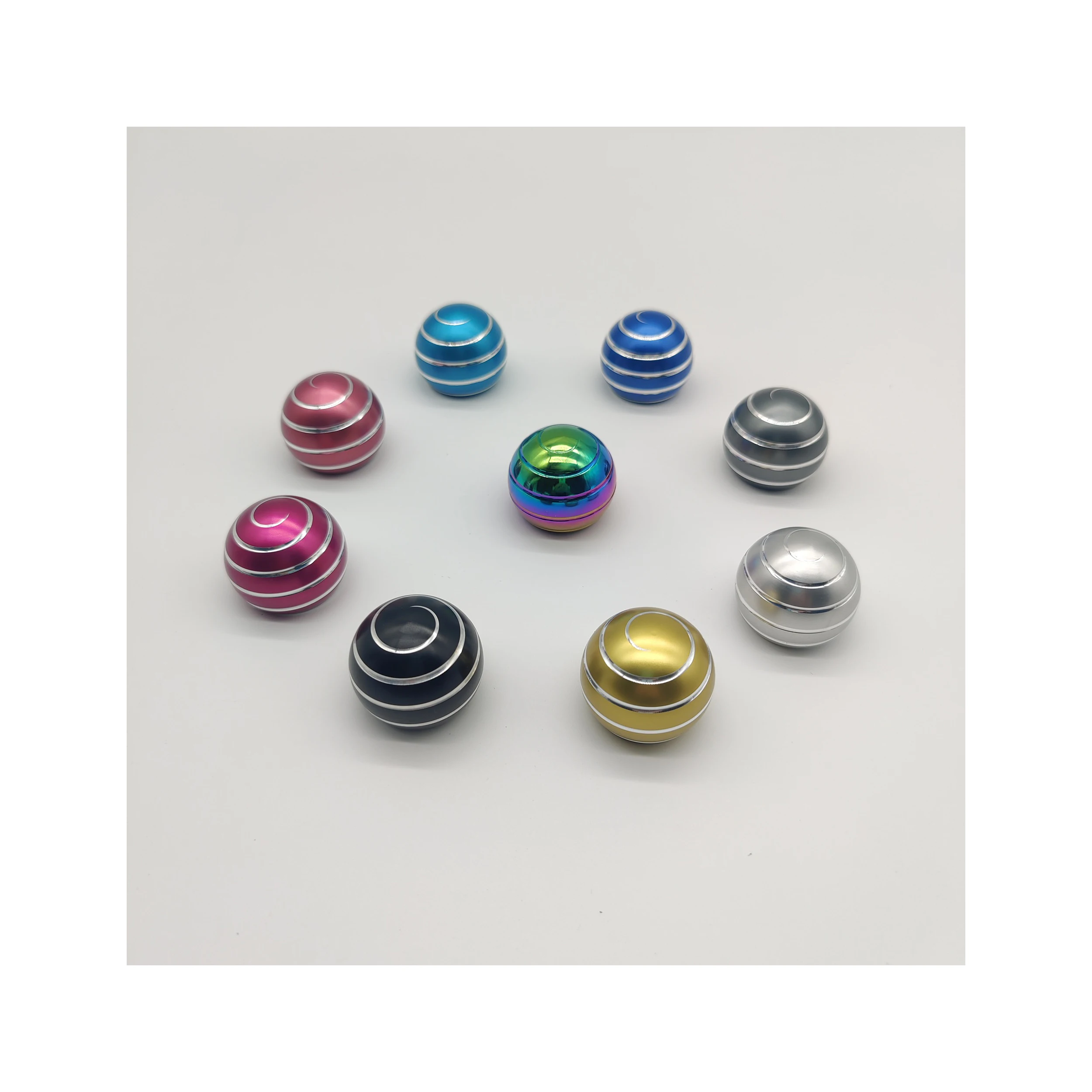 Fingertip Metal Desktop Decompression Rotating Spherical Gyroscope Desk Fidget Toy Optical Illusion Spherical Kinetic Spinner