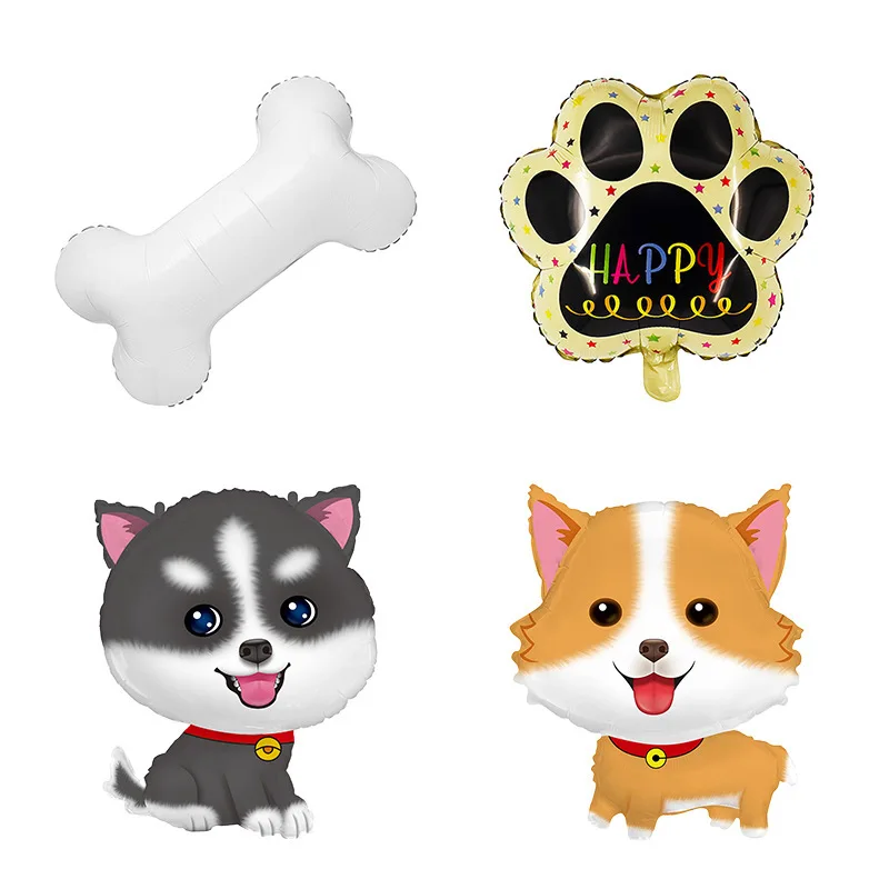 Dog pet foil balloon cartoon 5pcs set dog palm print bone birthday party balloon baby 100 days aluminum film balloon