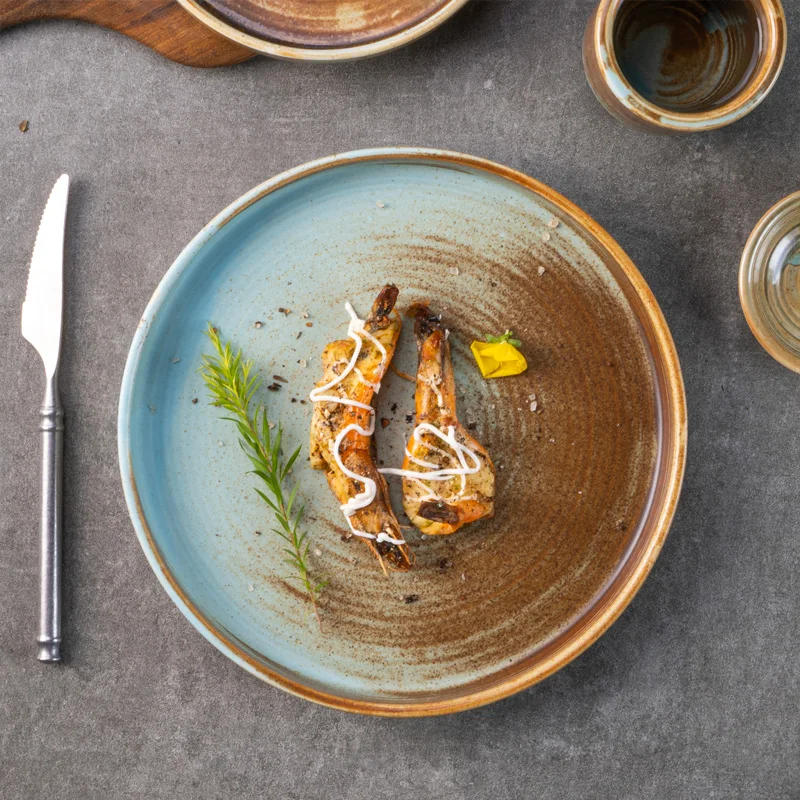 Yayu high temperature hotel retro style vintage porcelain dinnerware series hotel restaurant side dish ceramic plate