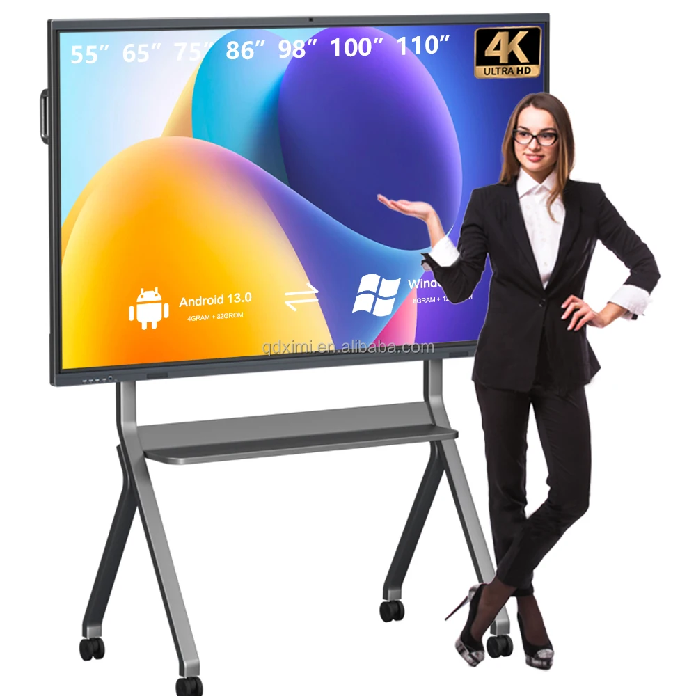 QDE 55 65 75 85 86 98 110 дюймов Интерактивная ручка ifpd портативная умная доска электронная интерактивная
