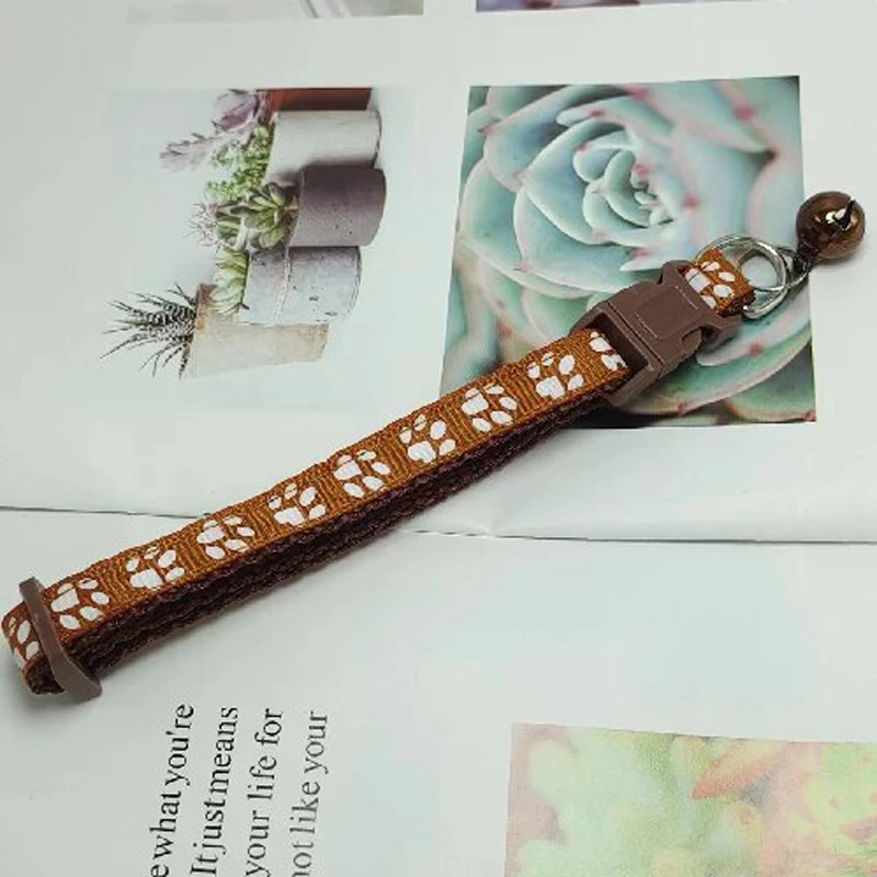 Stickers dog footprints print bell Pet cat collars Wholesale cheap pet cat anti-lost collars