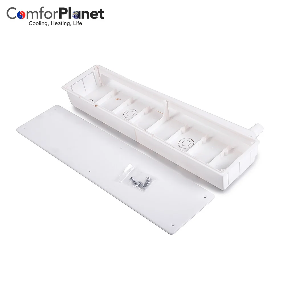 HVAC system parts air conditioning  water condensate drain hose horizontal outlet embede pre-installation box with white color
