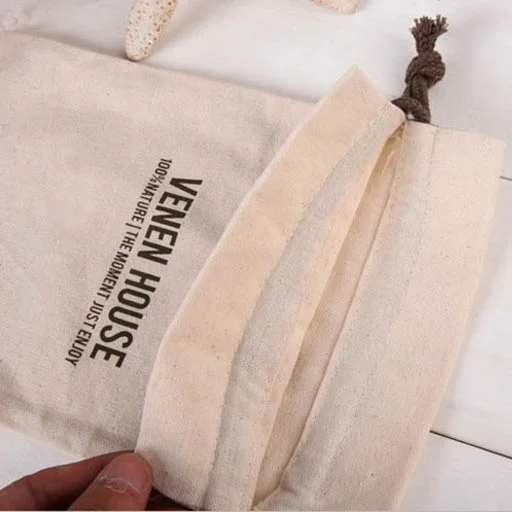 Eco friendly custom organic natural cotton bag plain cotton drawstring bag clothing garment thicker cotton canvas bags with logo