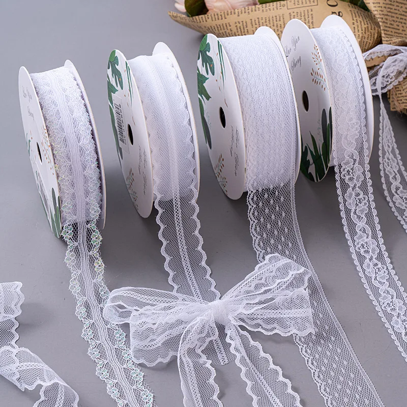 Wholesale custom wedding bridal gift wrapping bow lace ribbon flora ribbon