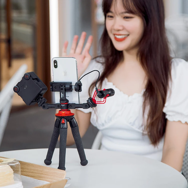 Smartphone Cell Phone Vlog Kit Light Live Streaming Microphone Video Tripod Vlogging Kit