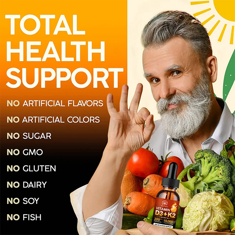 Vitamin D3K2 Drops Promote Bone Development Calcium Supplement Prevent Fractures Protect The Heart Vitamin D3 Health Oil GMP HFU