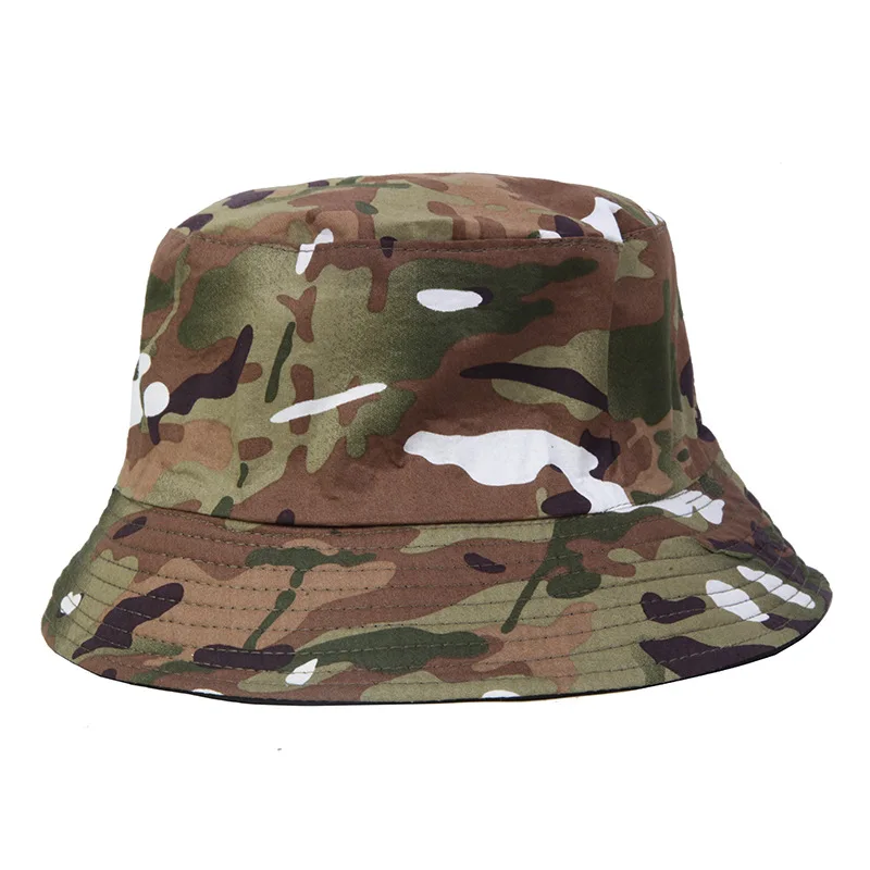 High quality cotton Camouflage pattern  Bucket Hat Men Women Bob Hip Hop Caps Summer Panama Foldable Double Sided Dance Hat
