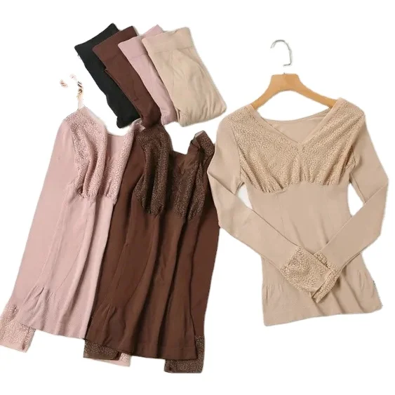 
New autumn clothes and trousers de velvet non-marking heat thermal underwear set for women long johns thermal underwear 