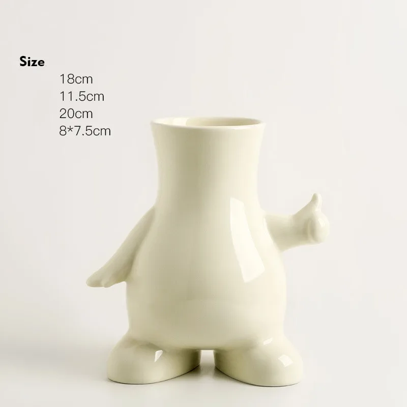 Ceramic vase custom fun ins cream wind vase ornament living room dining table TV cabinet decorative cartoon florist