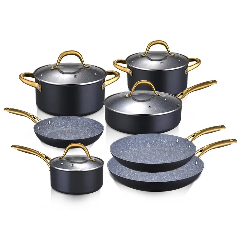 11pcs Pots and Pans Set, Nonstick Cookware Induction Pot Set Kitchen Cooking Pan With Long Handle