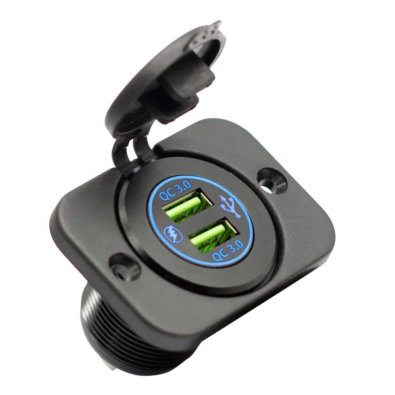 12v USB Outlet  48W USB Car Charger Socket Dual USB  QC 3.0 Car Socket