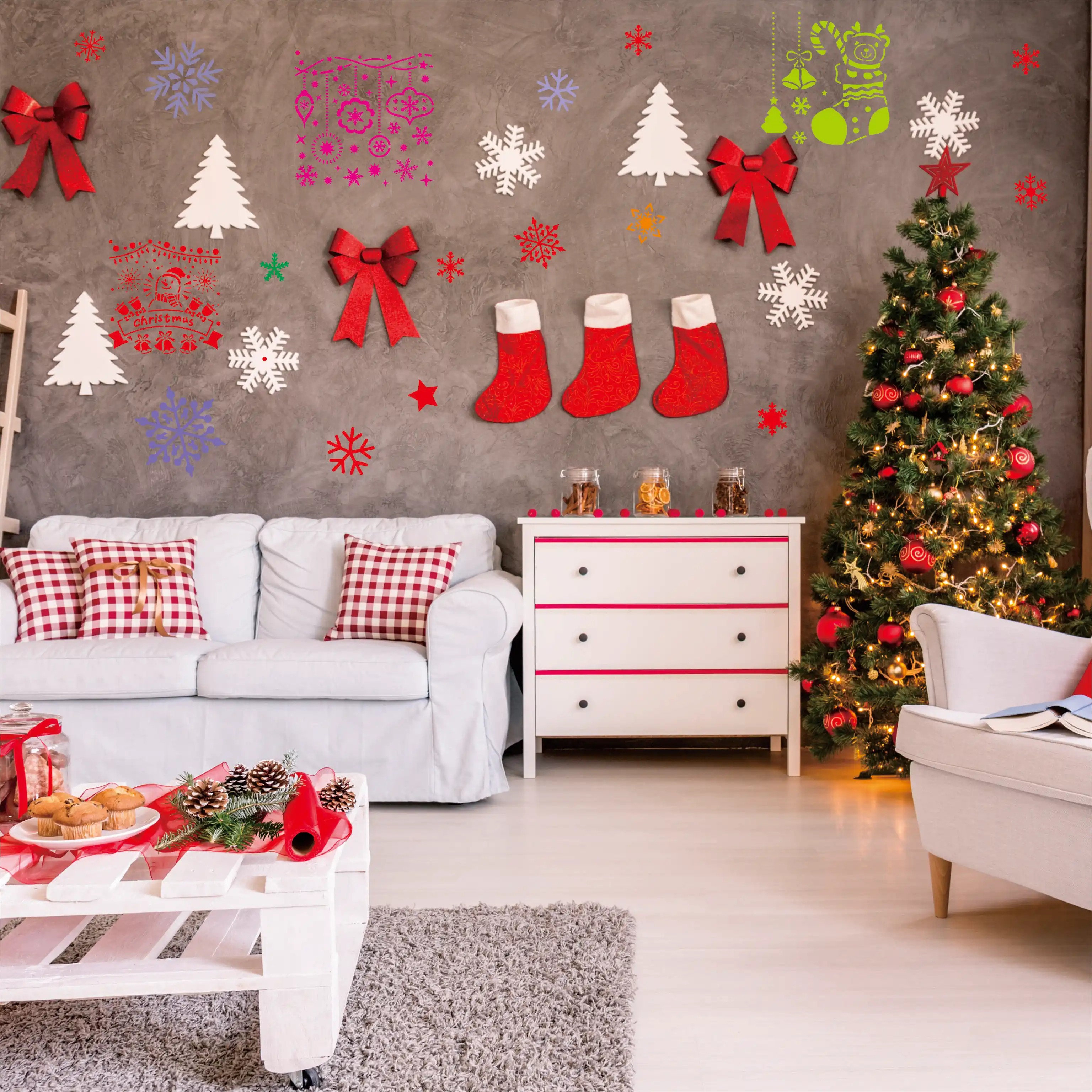 High Quality Merry Christmas Set PET Plastic Stencil Drawing Template For Window Decorate