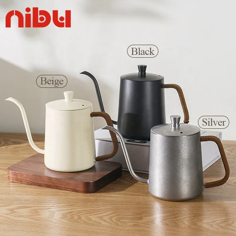 NIBU роскошная кожаная веревка длинный узкий ручной кофейник жаростойкий чайник для кофе