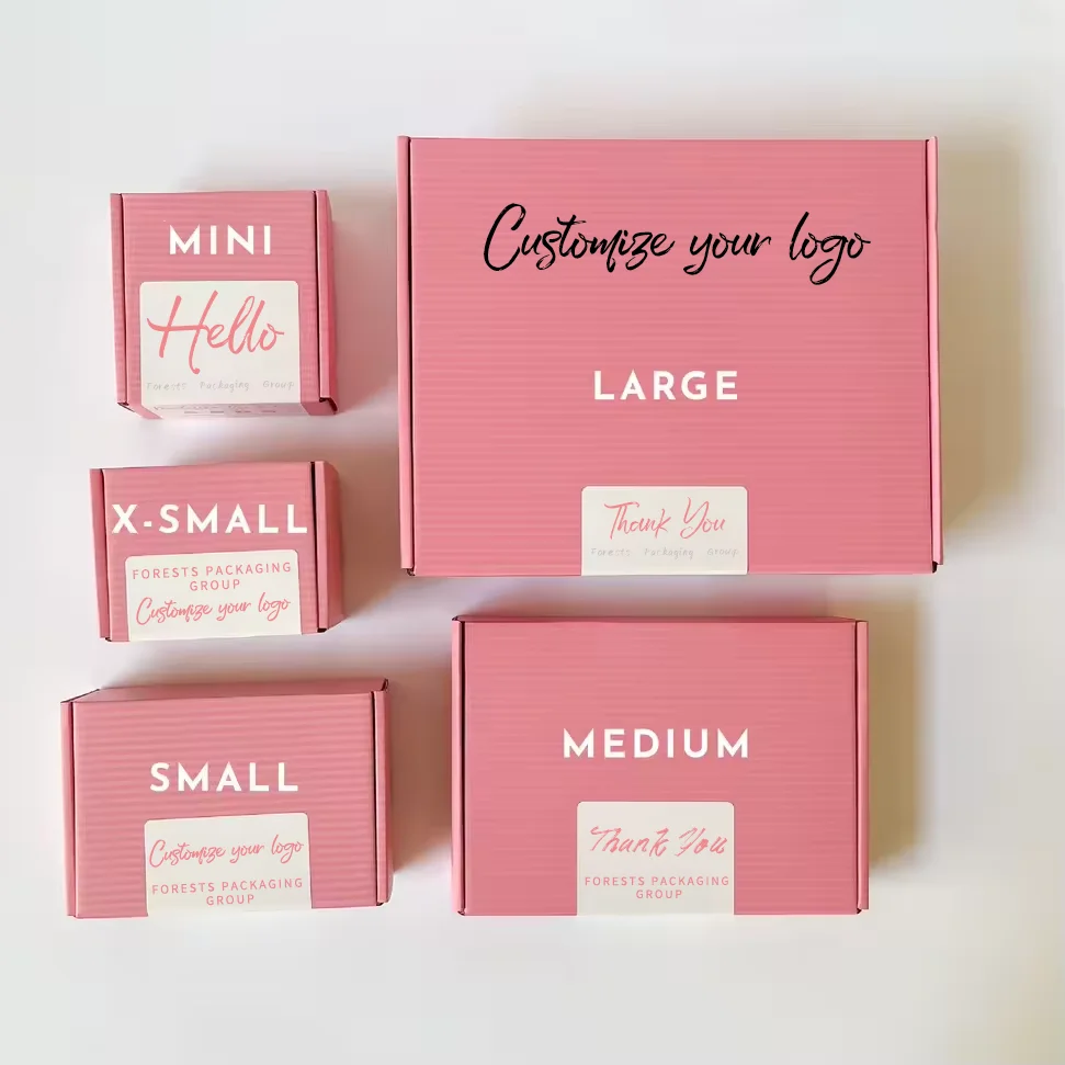 Customized Logo Pink Cosmetics Corrugated Paper Packaging Email Shipping Paper Box