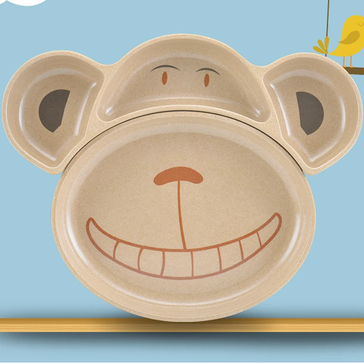 BPA Free Biodegradable Rice Husk Bamboo Fiber Dinnerware Plates For Kids