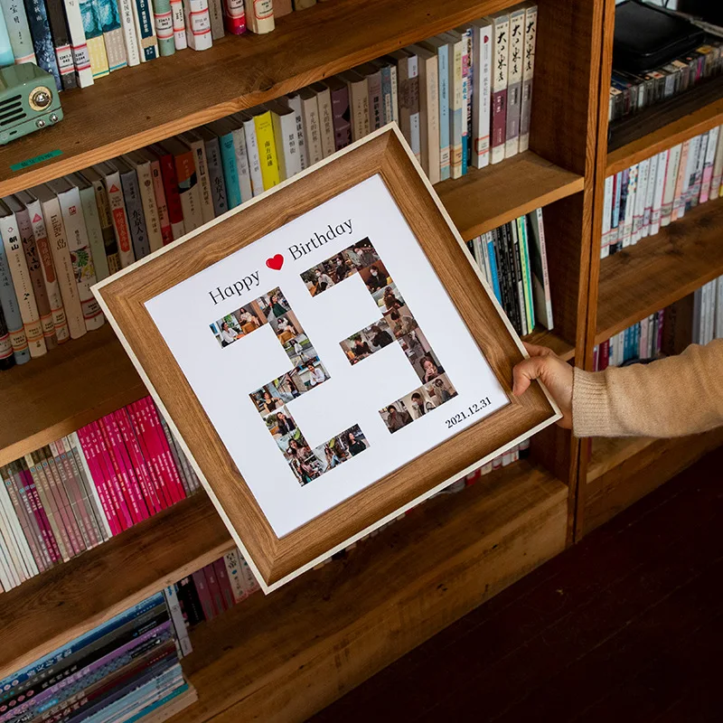 DIY Transparent age digital photo frame friend gift wood sublimation photo frame couple birthday wooden resin picture frame