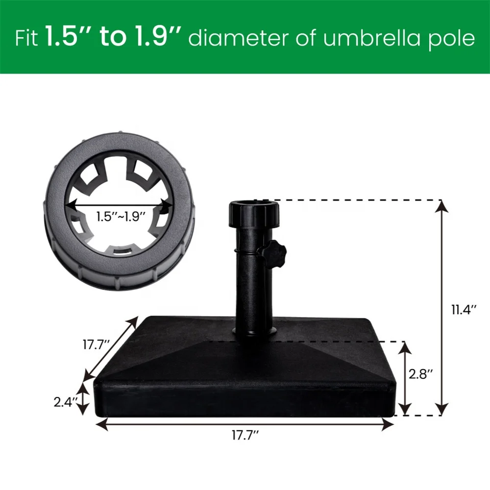 Beach Umbrella Parasol Accessories Square Plastic Shell Concrete Filled Heavy Duty Patio Umbrella Base