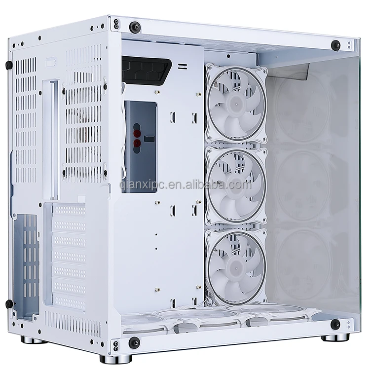 good quality wide cube glass aluminum computer case pc  Dual Chamber  ATX cube  Computer Gaming Case with Argb effect