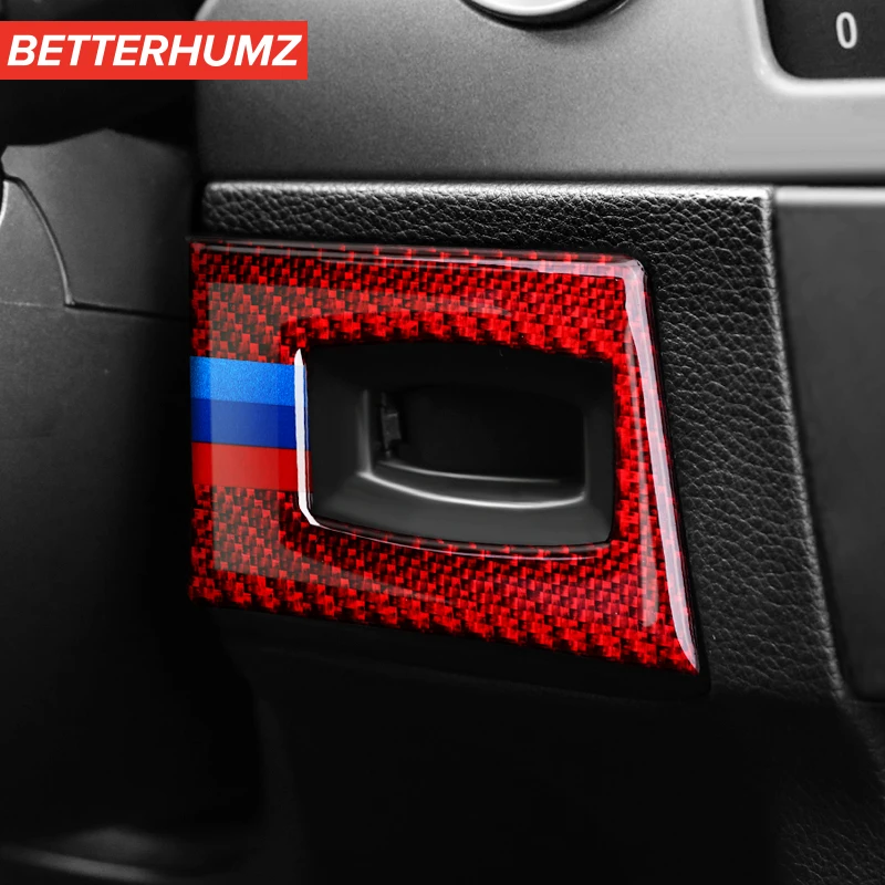Carbon Fiber Car Decorative Trim M Performance Auto Stickers Key Hole Frame Ignition Switch Cover Trim For BMW E90 E92 E93