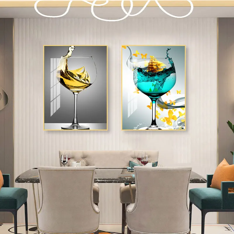 Creative Wine Glass Picture Home Dining Kitchen Combination Wall Painting Wall Painting