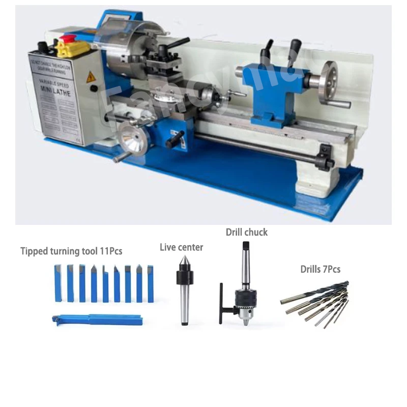 CJ0618 700W 7x13 Inch Brushless Small Lengthened Metal Lathe for Home Using  Wood Lathe Metal Mini Bench Lathe Machine