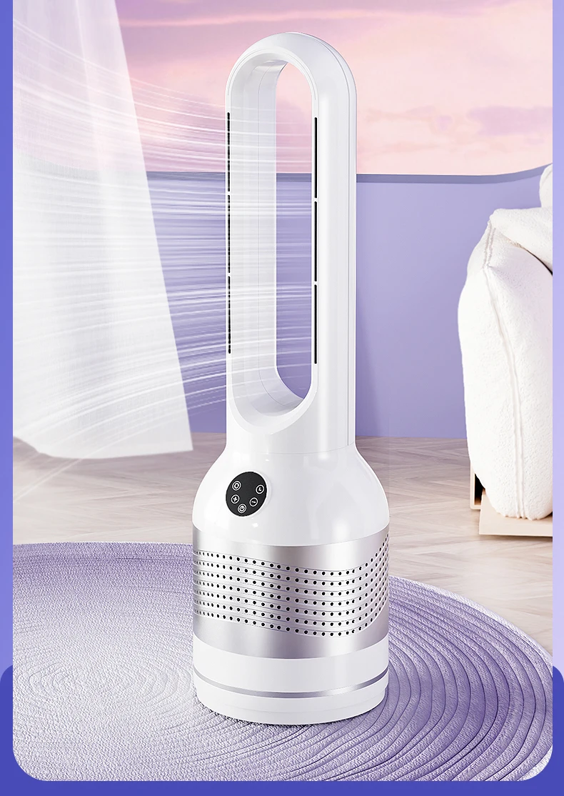 DC Motor Bladeless Fan with Air Purifier Warm and Cold Wind HEPA Cooling Fan Heater  Portable 2 in1 Fan